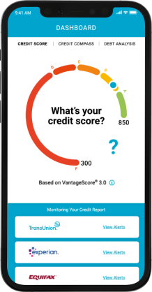 Smartphone showing a question about credit score